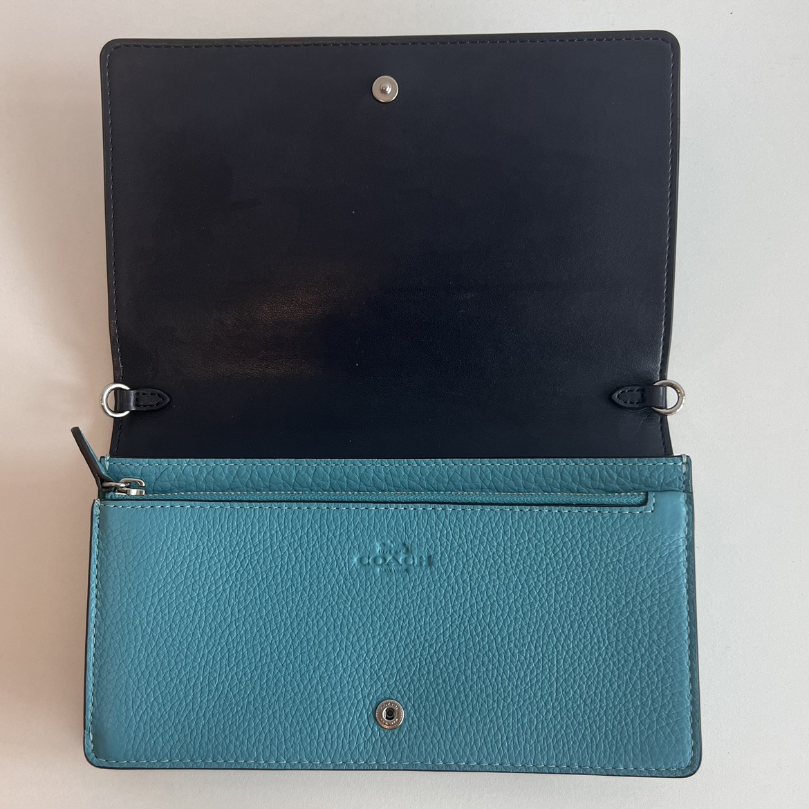 Two Tone Blue Coach Wallet Crossbody Purse - photo 2
