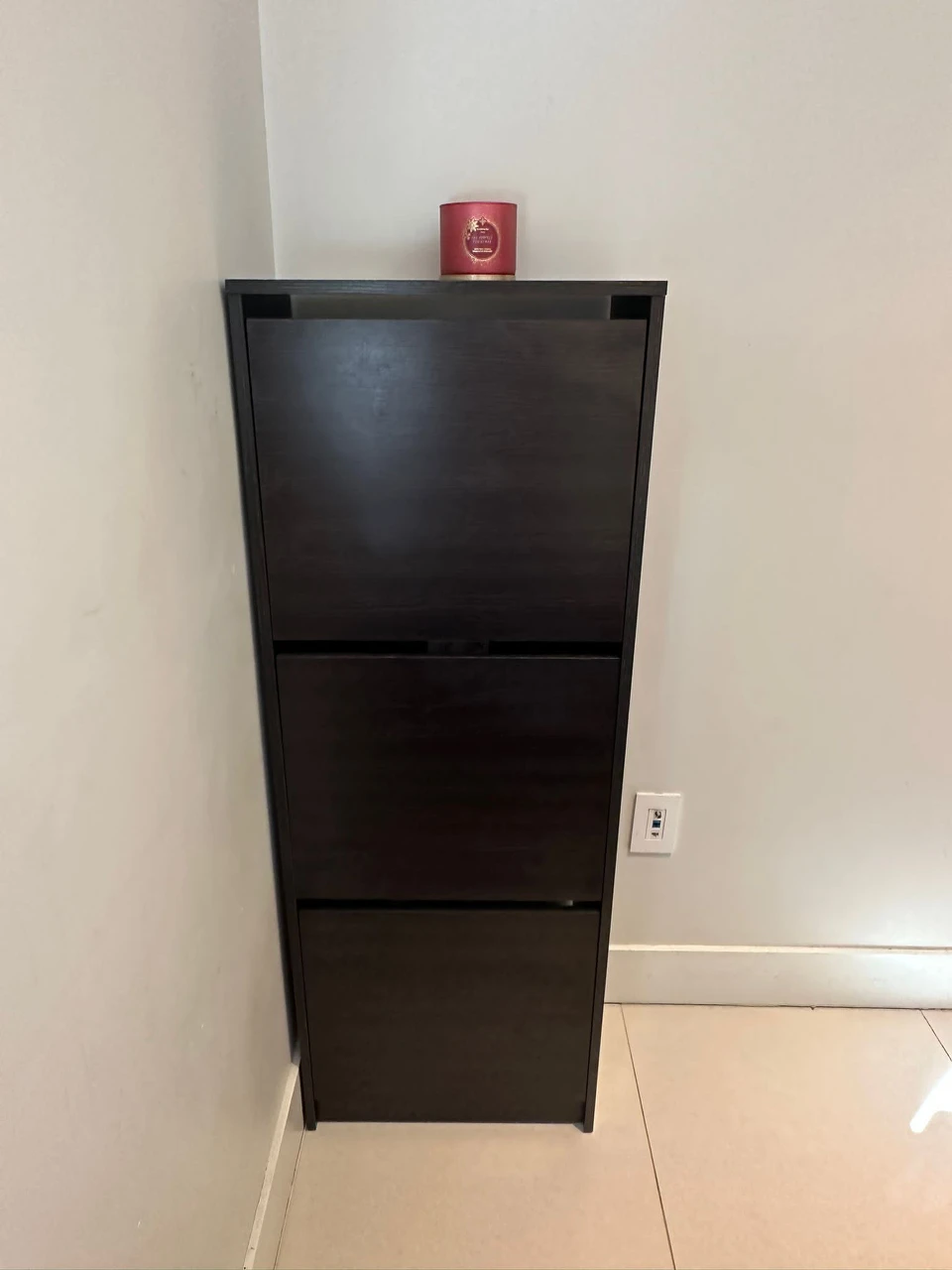 IKEA BISSA Shoe cabinet with 3 compartment, black-brown