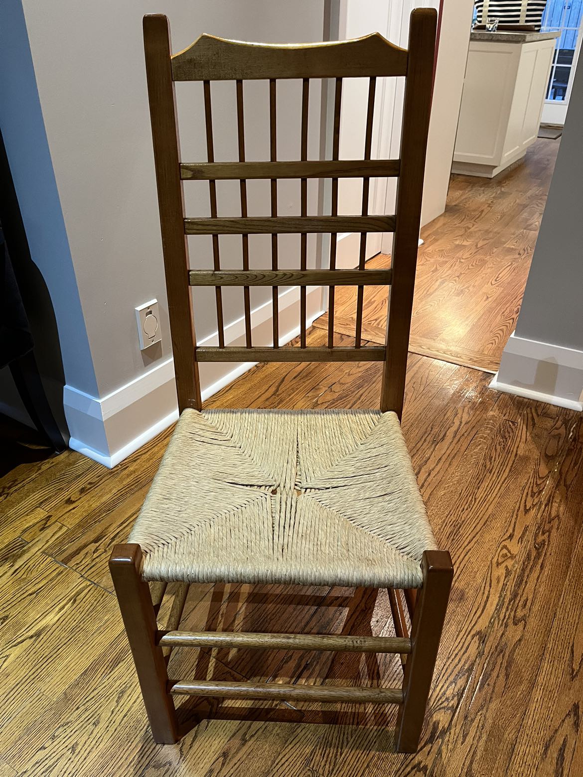 6 solid wood and rattan dining chairs
