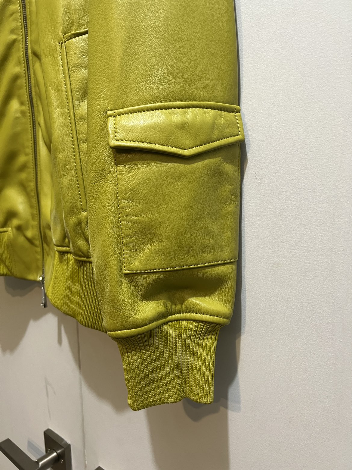Zara Lime Green Genuine Sheep Leather Jacket image indicator(3)