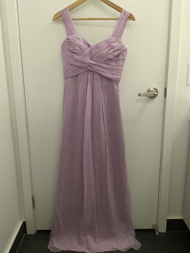 AMSALE 100% silk lavender purple maxi dress