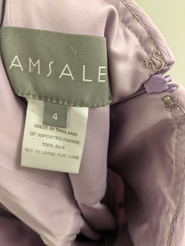 AMSALE 100% silk lavender purple maxi dress - photo 3