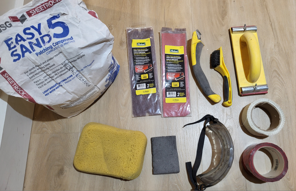 Drywall hand sander, mesh sheets, easy sand 5 patching compound