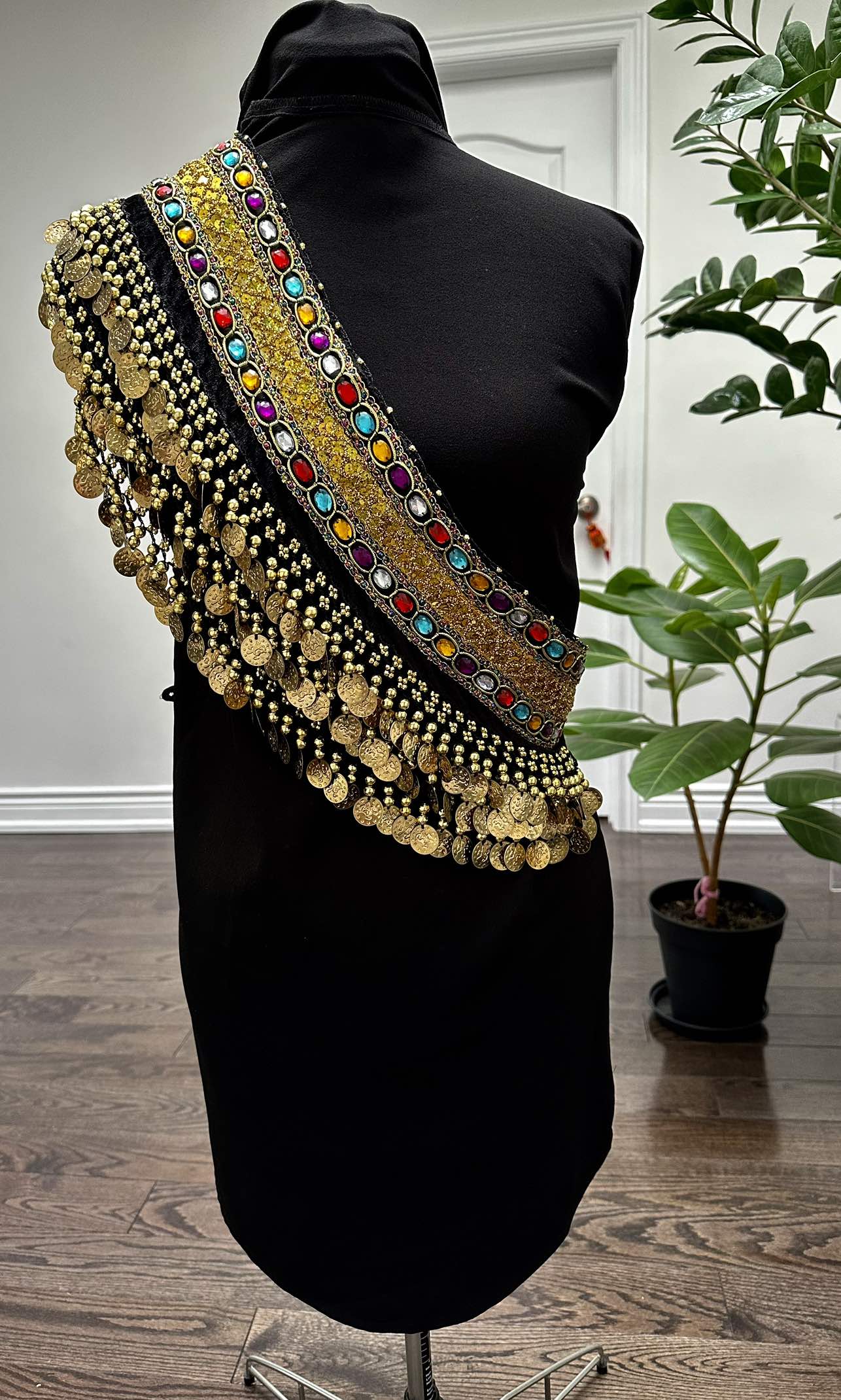 Beautiful Multi Colours Rhinestones & Coins Fashion Wrap Scarves image indicator(5)