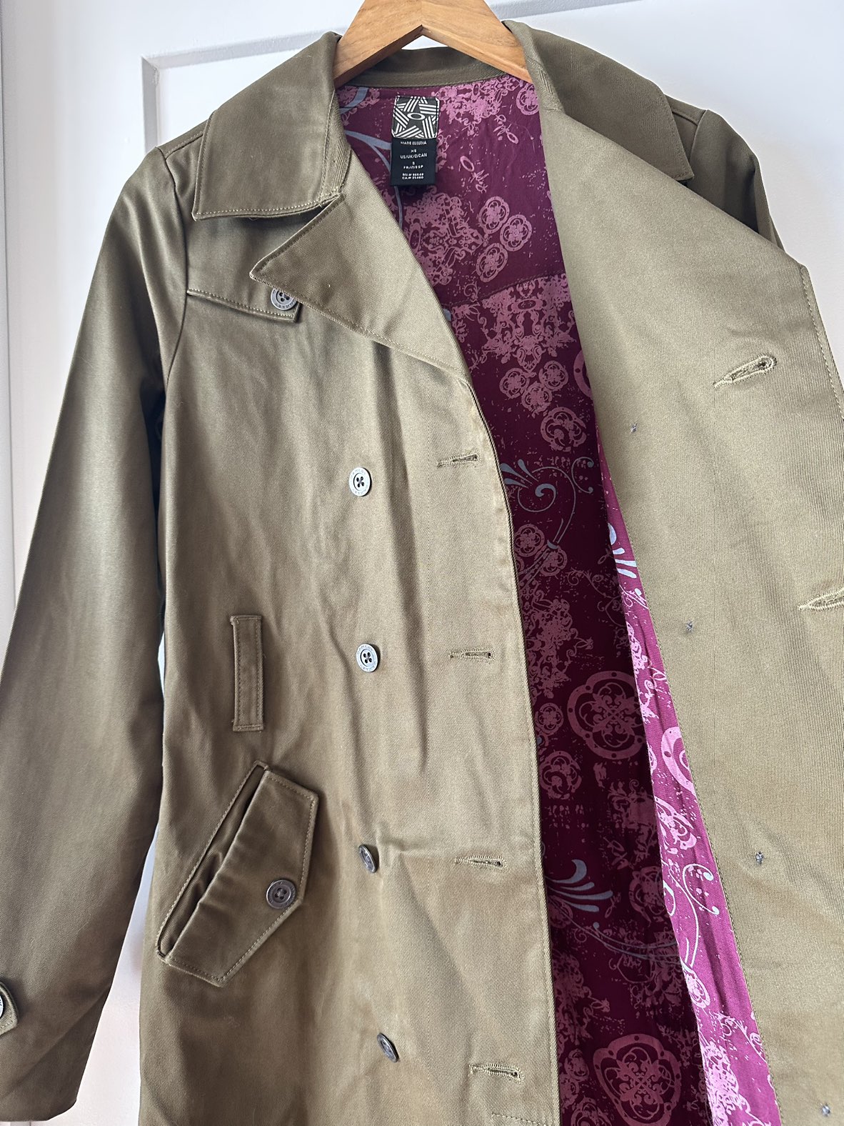 Oakley Double Breasted Khaki Tan Trench Coat Size Small - photo 2