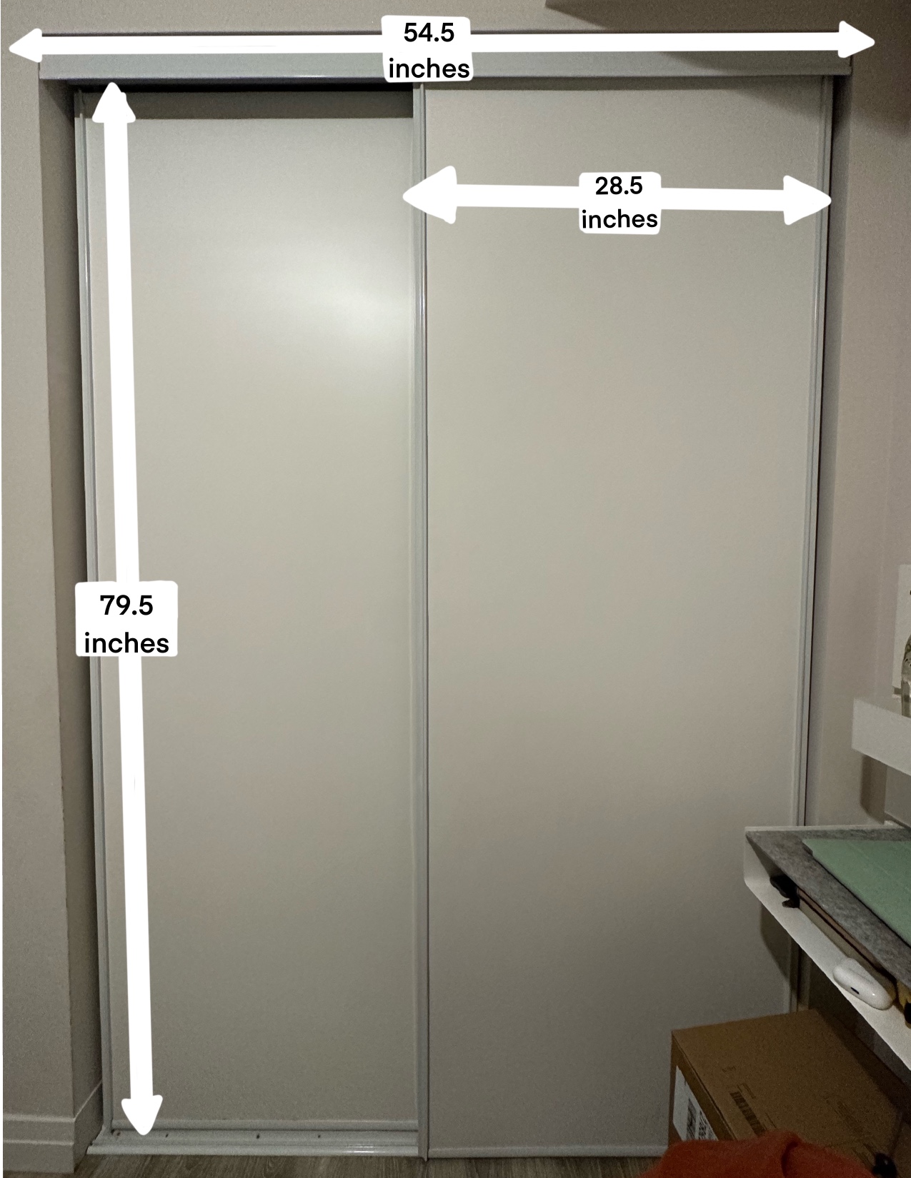 Two Sliding Doors with Hardware and Tracks Included.
