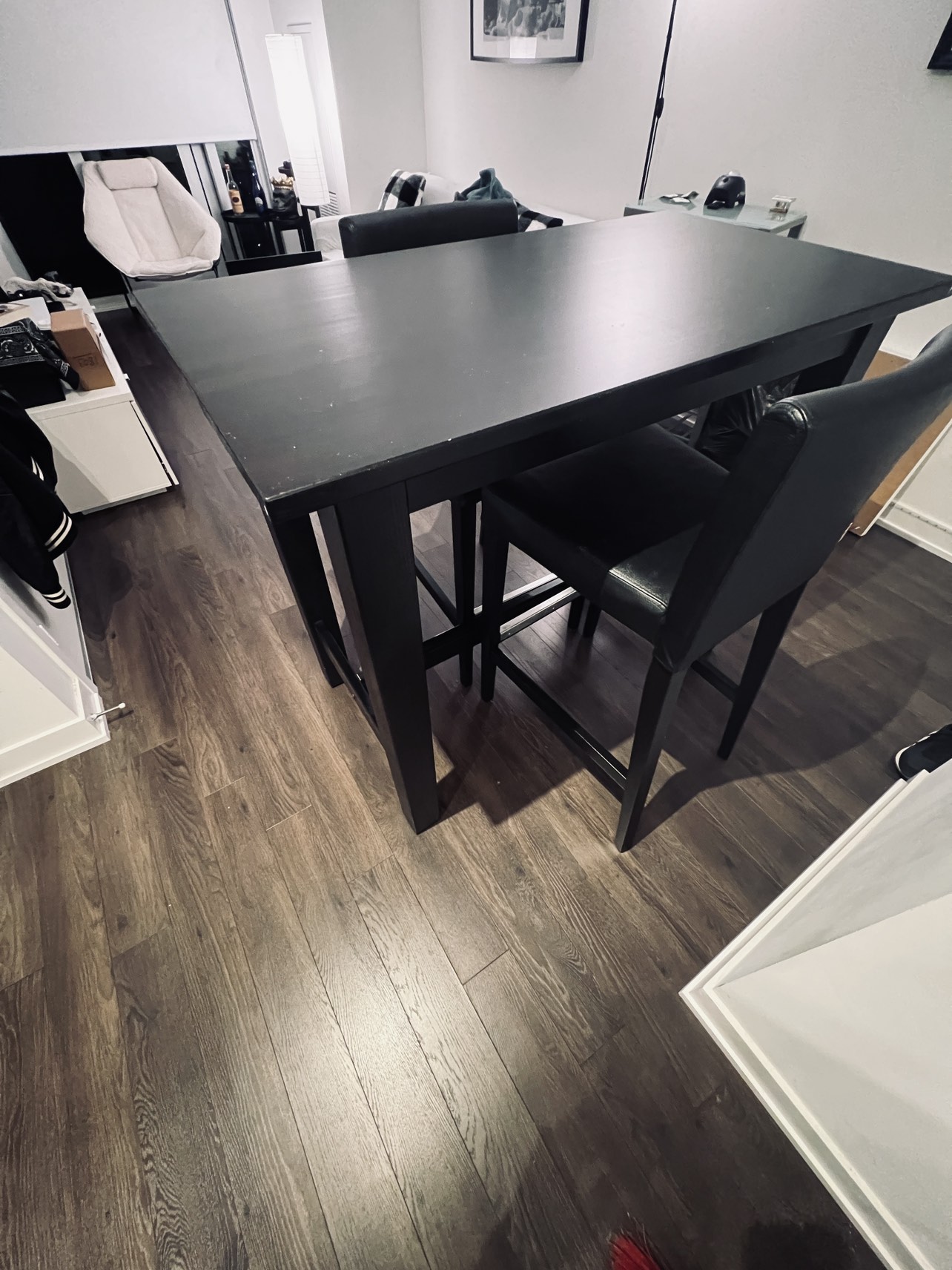 Bar Height Table + Leather Cushion Chairs - photo 2
