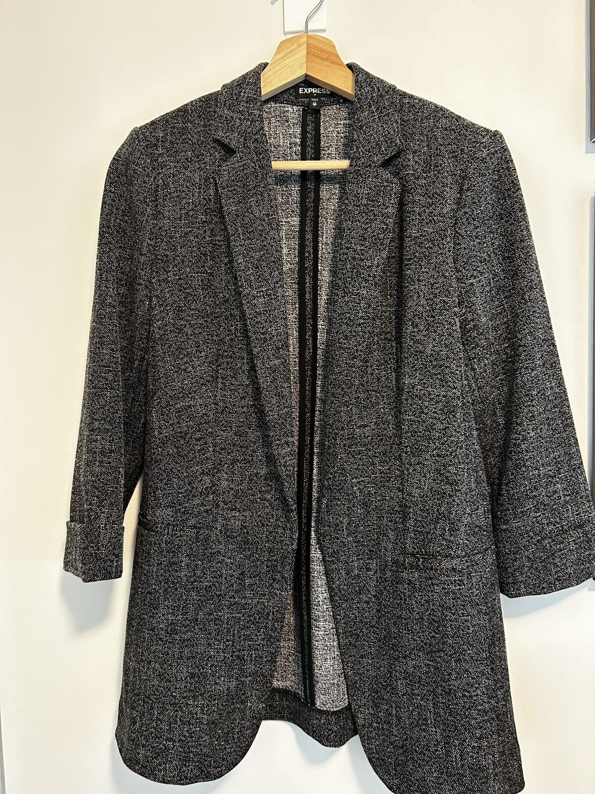 Express dark grey slim fit blazer thumbnail