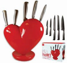 LOVE DISPLAY WITH 5 KITCHEN KNIVES