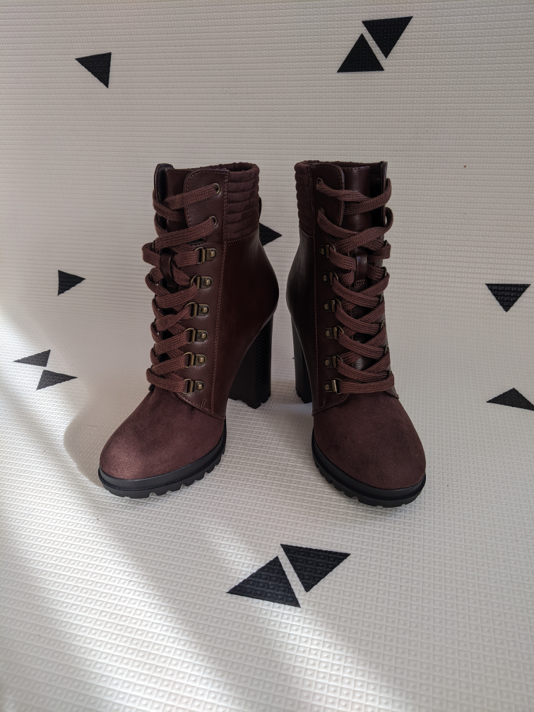 Brand New Brown Lace-up Heeled Boots image indicator(3)
