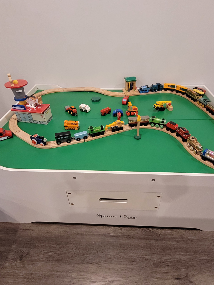 wooden trains and storage table thumbnail