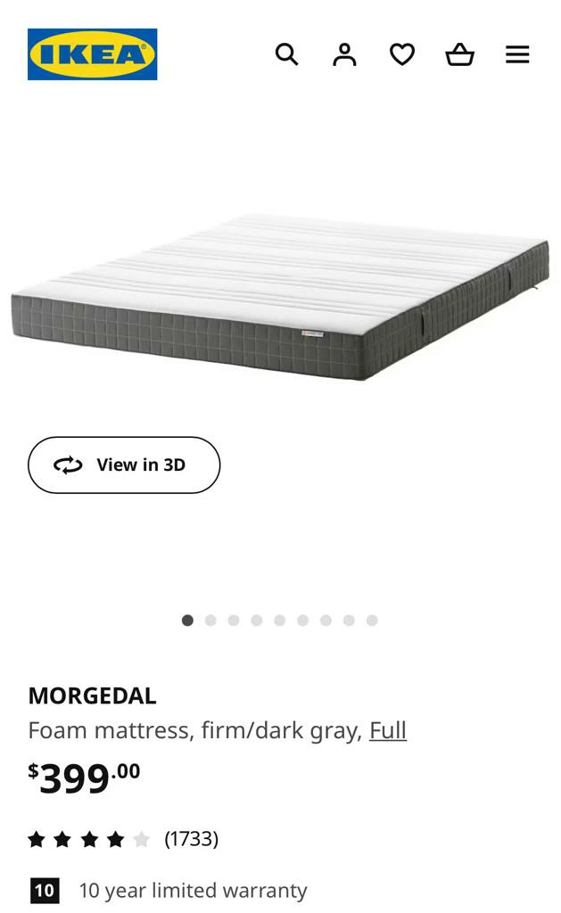 IKEA MORGEDAL Mattress (Full size) - photo 3