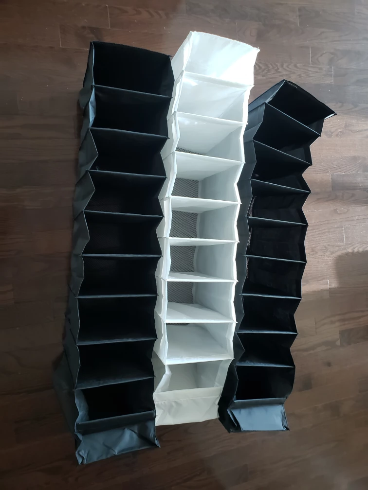 Three IKEA 9-Shelf Hanging Closet Organizer