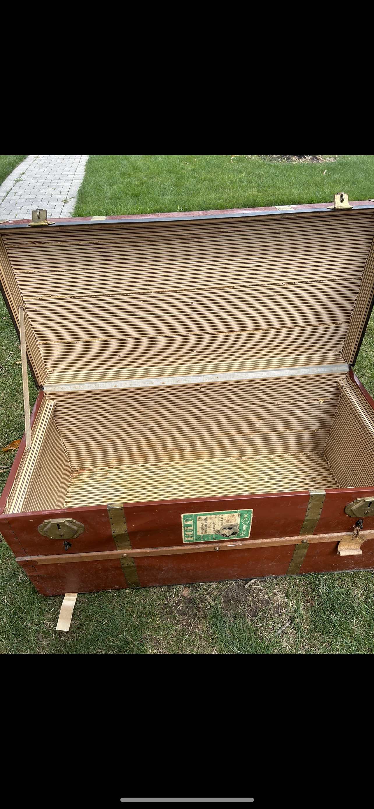 Metal steamer trunk 1950s - photo 2