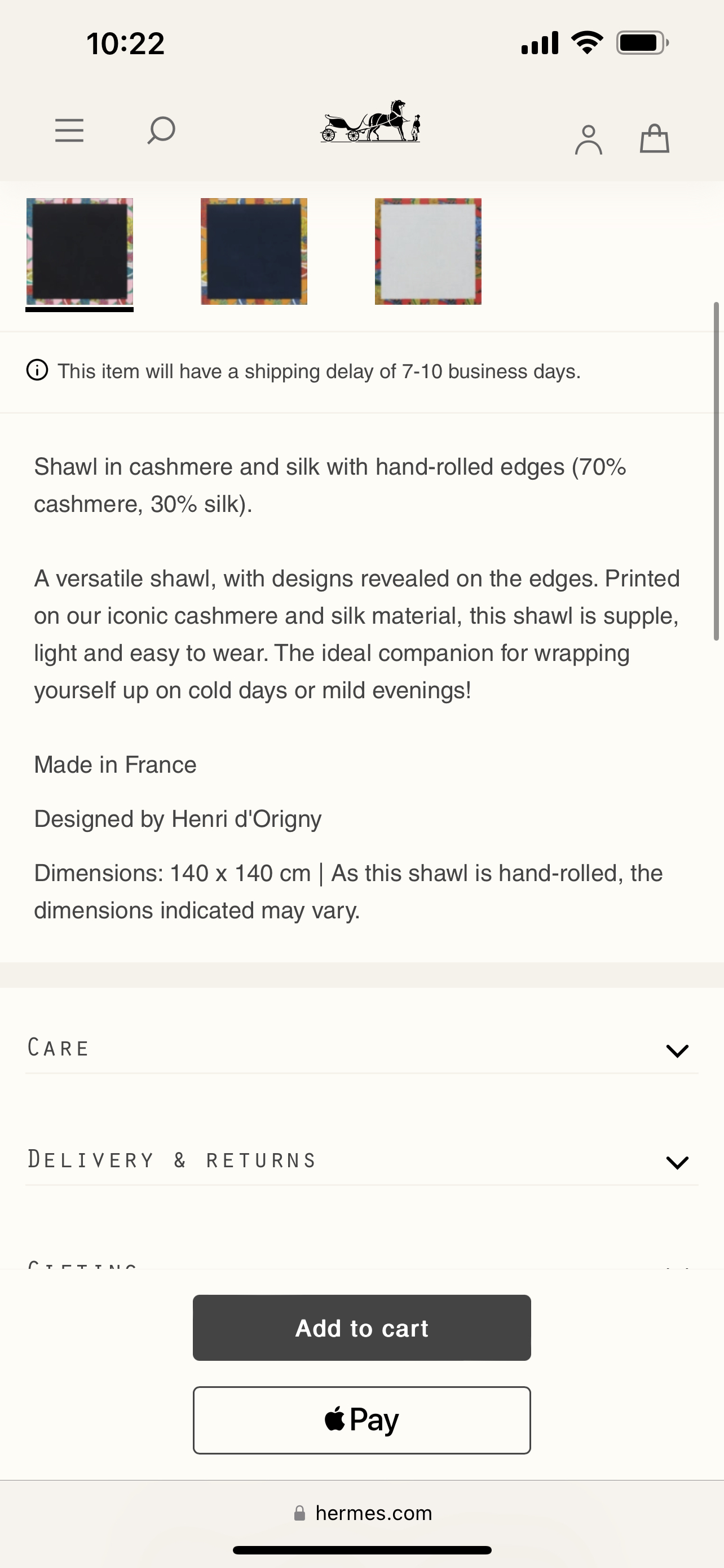 NWT Hermes Cashmere Shawl image indicator(2)