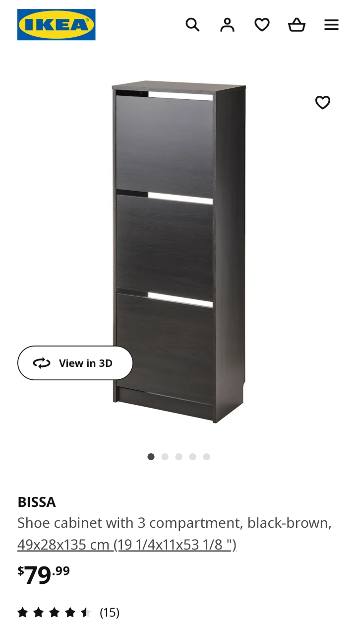 IKEA BISSA Shoe cabinet with 3 compartment, black-brown - photo 3