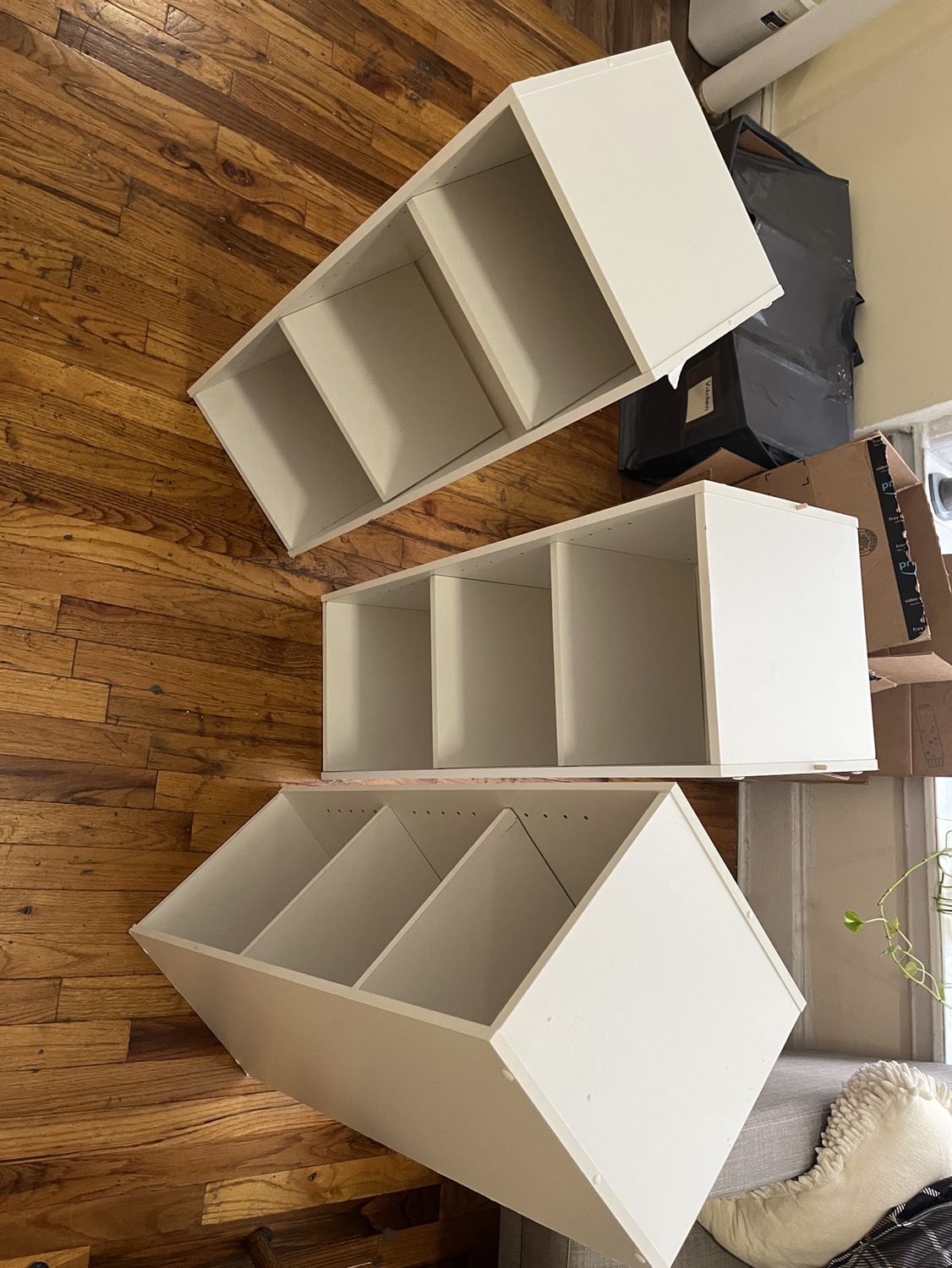 White book shelves