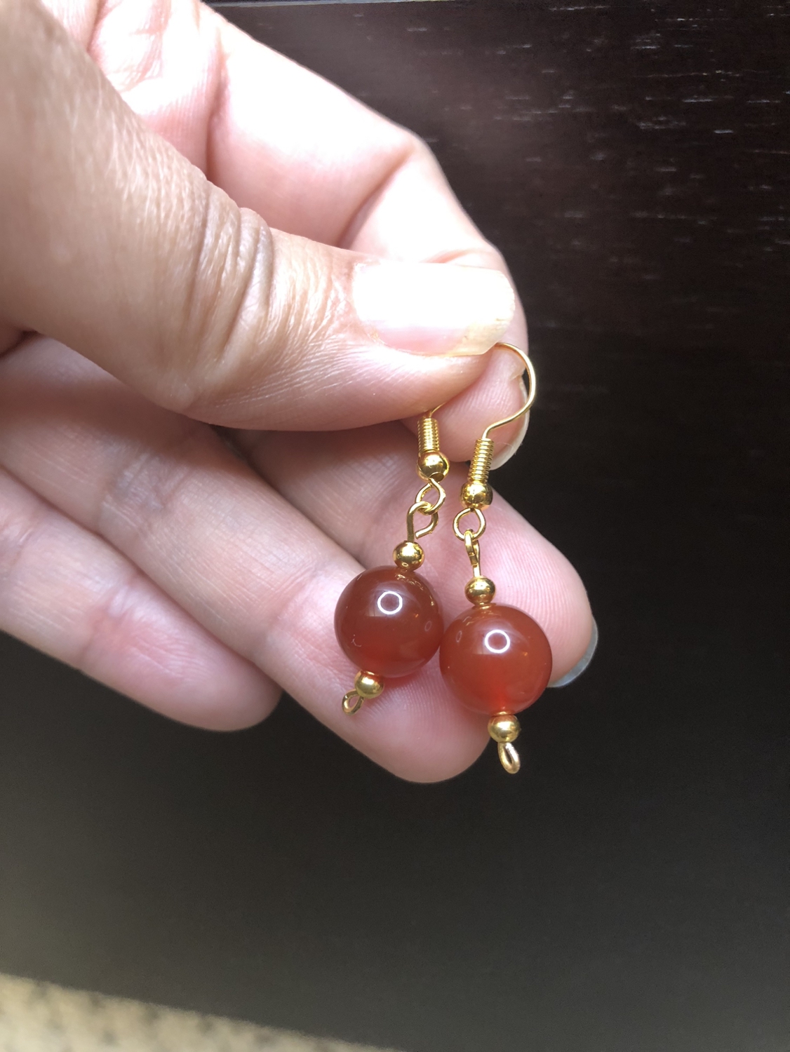 Hand made Red agate bracelet and earrings setbox image indicator(4)