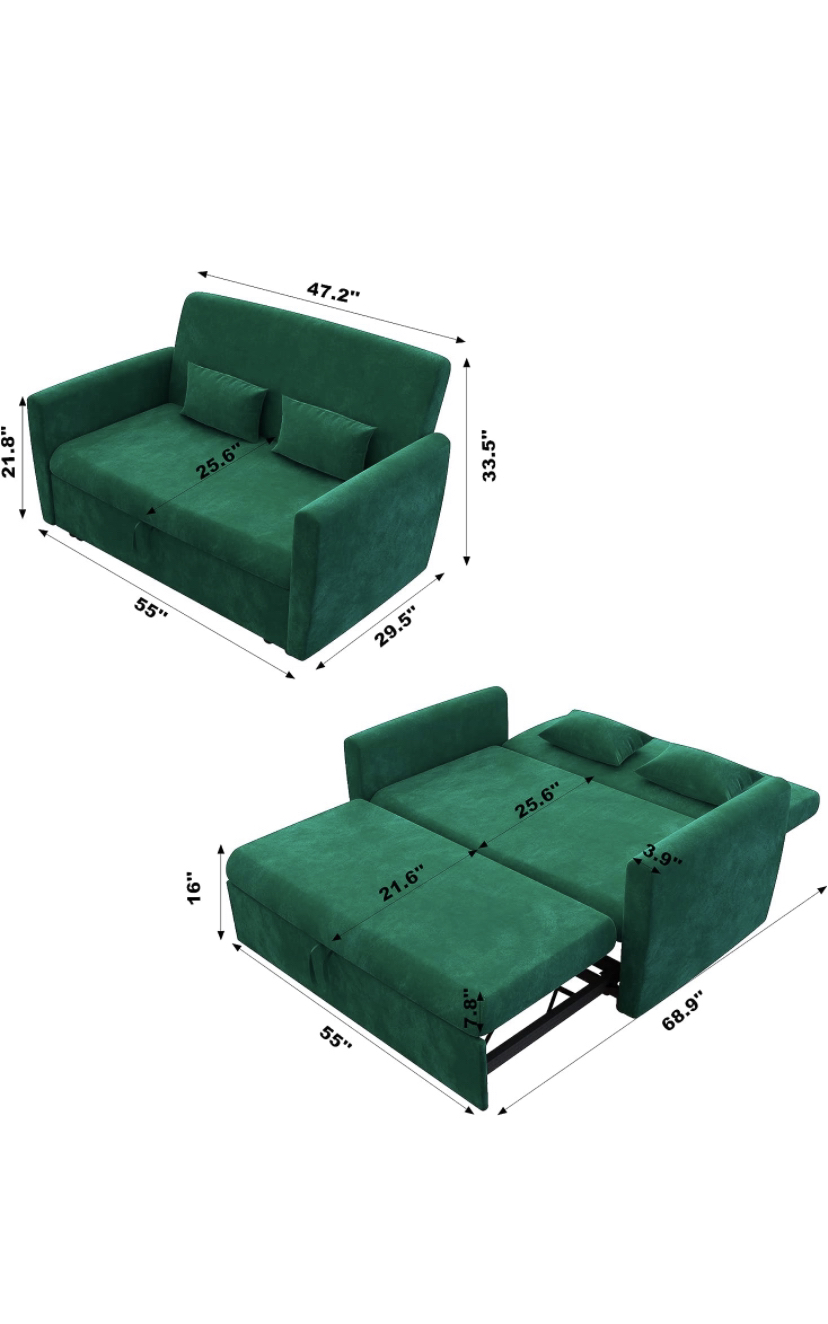 Beautiful Green Sofa Bed w/ matching toss pillows - photo 4