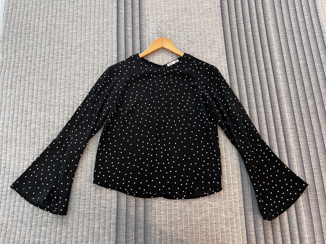 Black white polka dot blouse