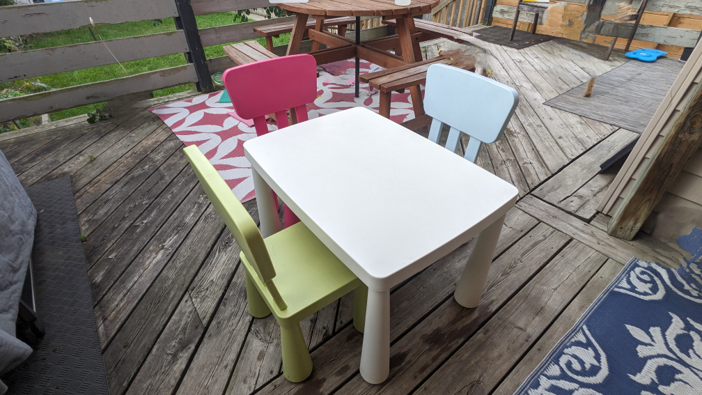 IKEA children table and 3 chairs