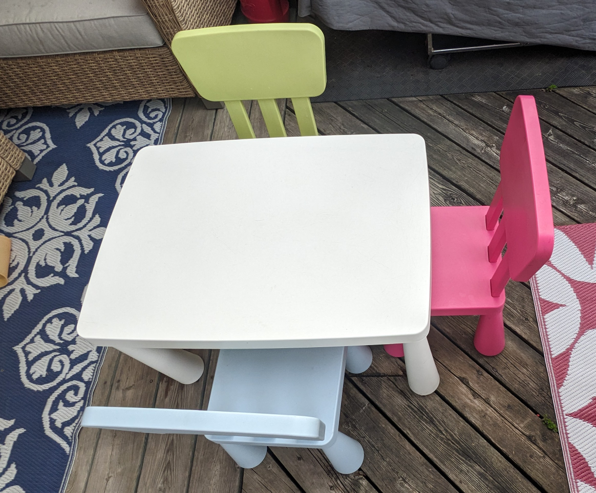 IKEA children table and 3 chairs - photo 2