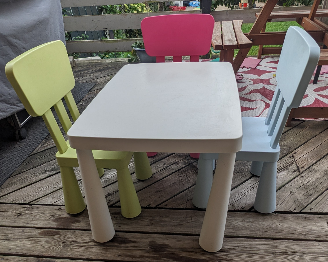 IKEA children table and 3 chairs - photo 3
