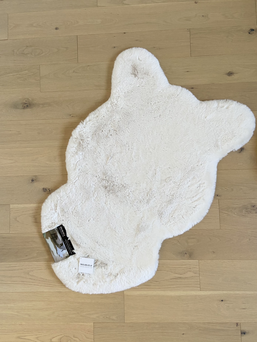 Brand New - Luxe faux fur rug 24” x 39” ivory thumbnail