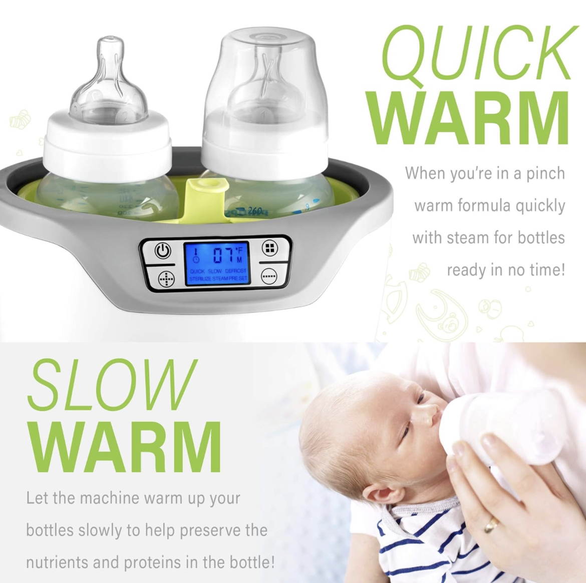 Gourmia Jr. Double Baby Bottle Sterilizer and Warmer image indicator(6)