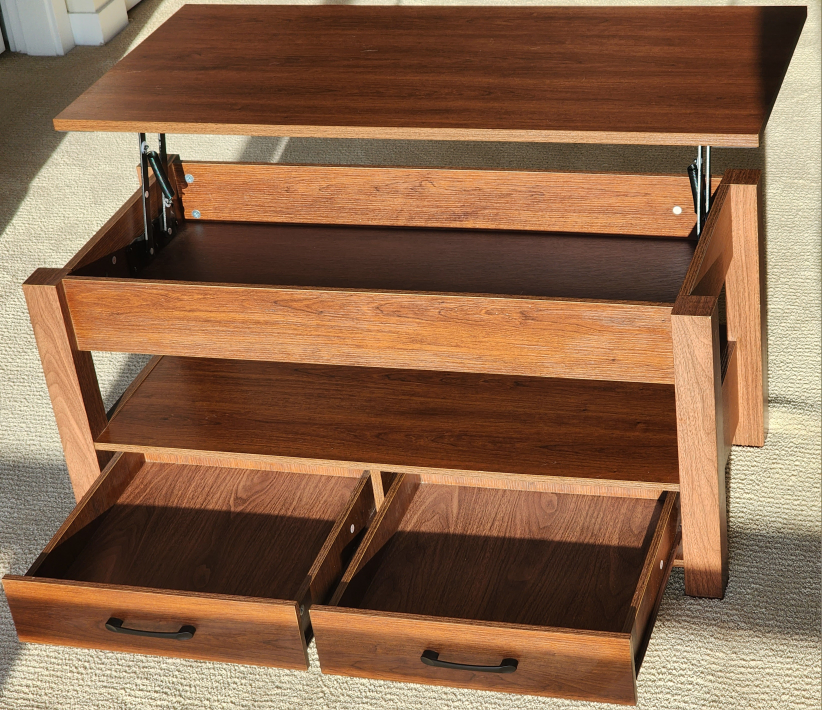 Lift Top Coffee Table with Drawers and Hidden Compartment