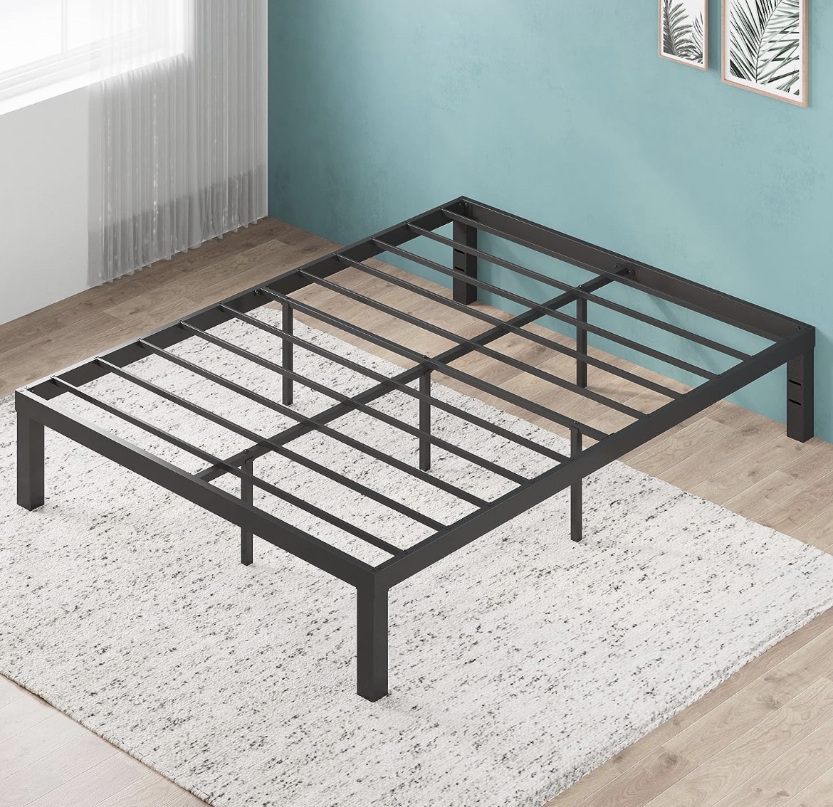 Queen size bed frame - black metal