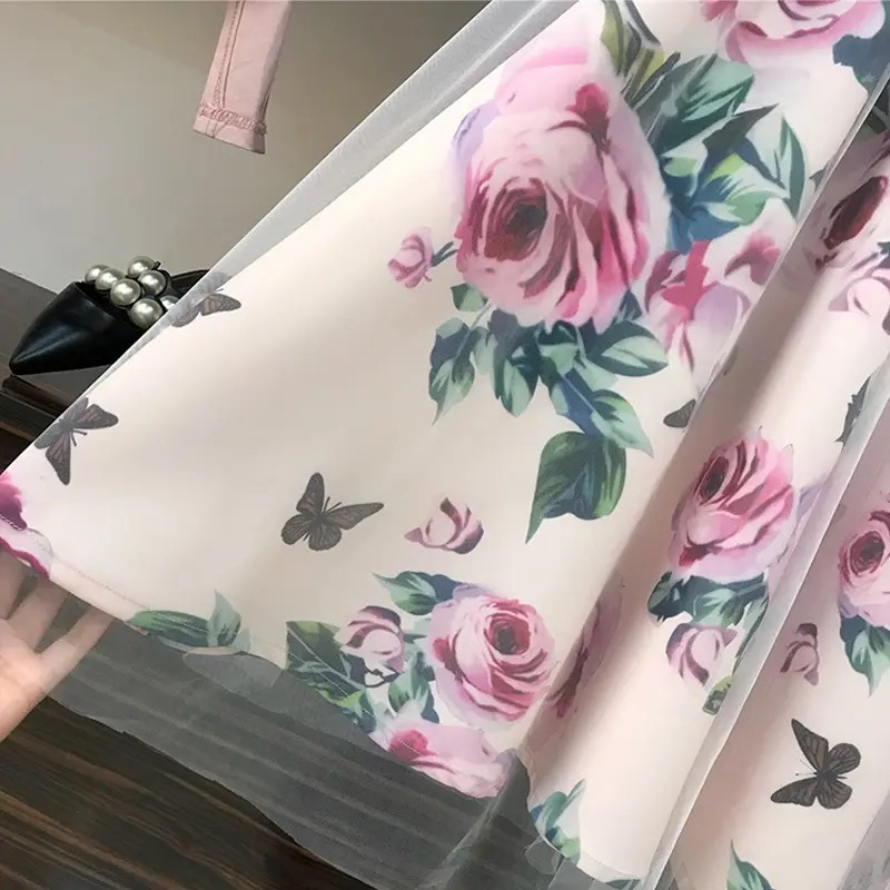 Floral Meshnet Skirt & Blouse(S,M,L,XL) - photo 3