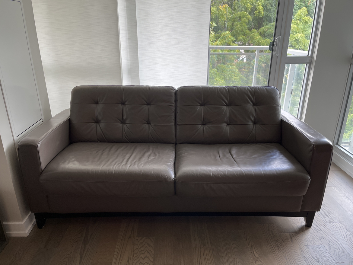 Leather sofa | 78 inches | imperfections shown in photos) thumbnail