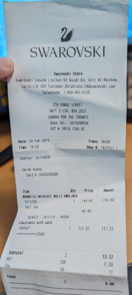 swarovski gift card worth $117.52 - photo 2