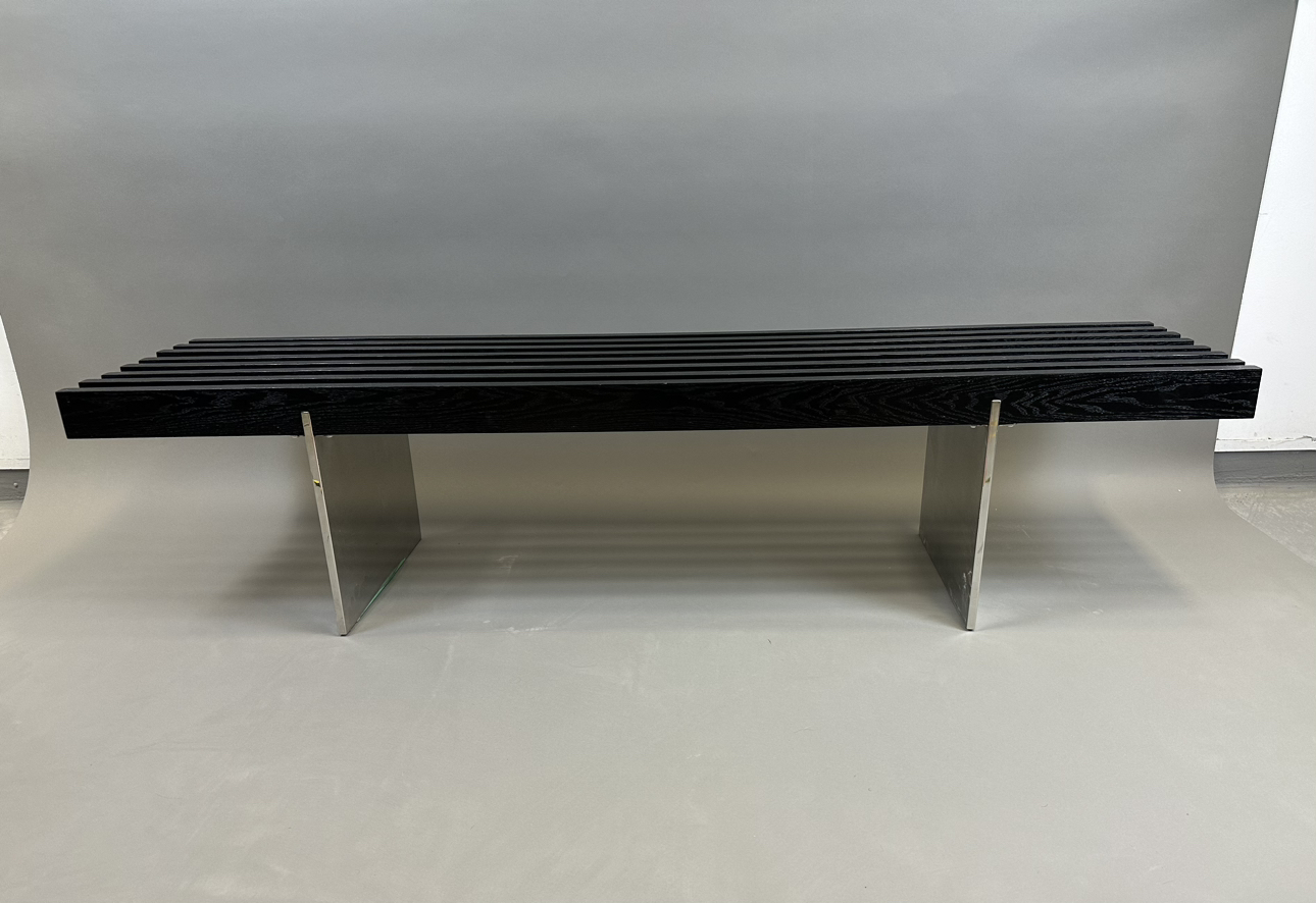 ATTICUS BENCH Solid wood and polished steel benches x 6 “NEW”