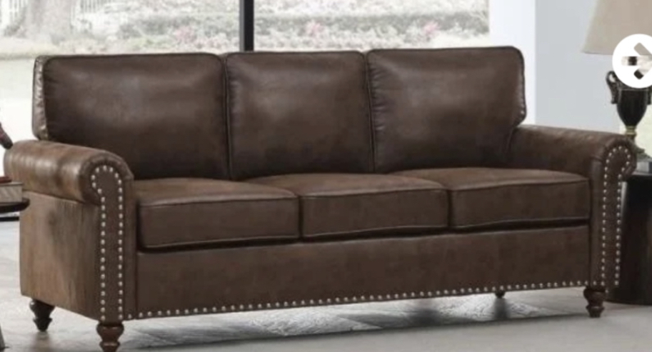 sofa - brown vegan leather - brand new