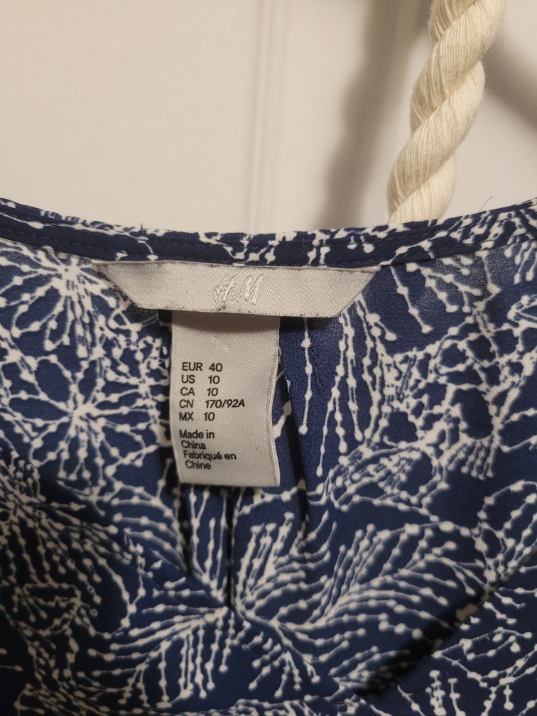 #freecycle H&M women's top blue and white frilled sleeves image indicator(2)