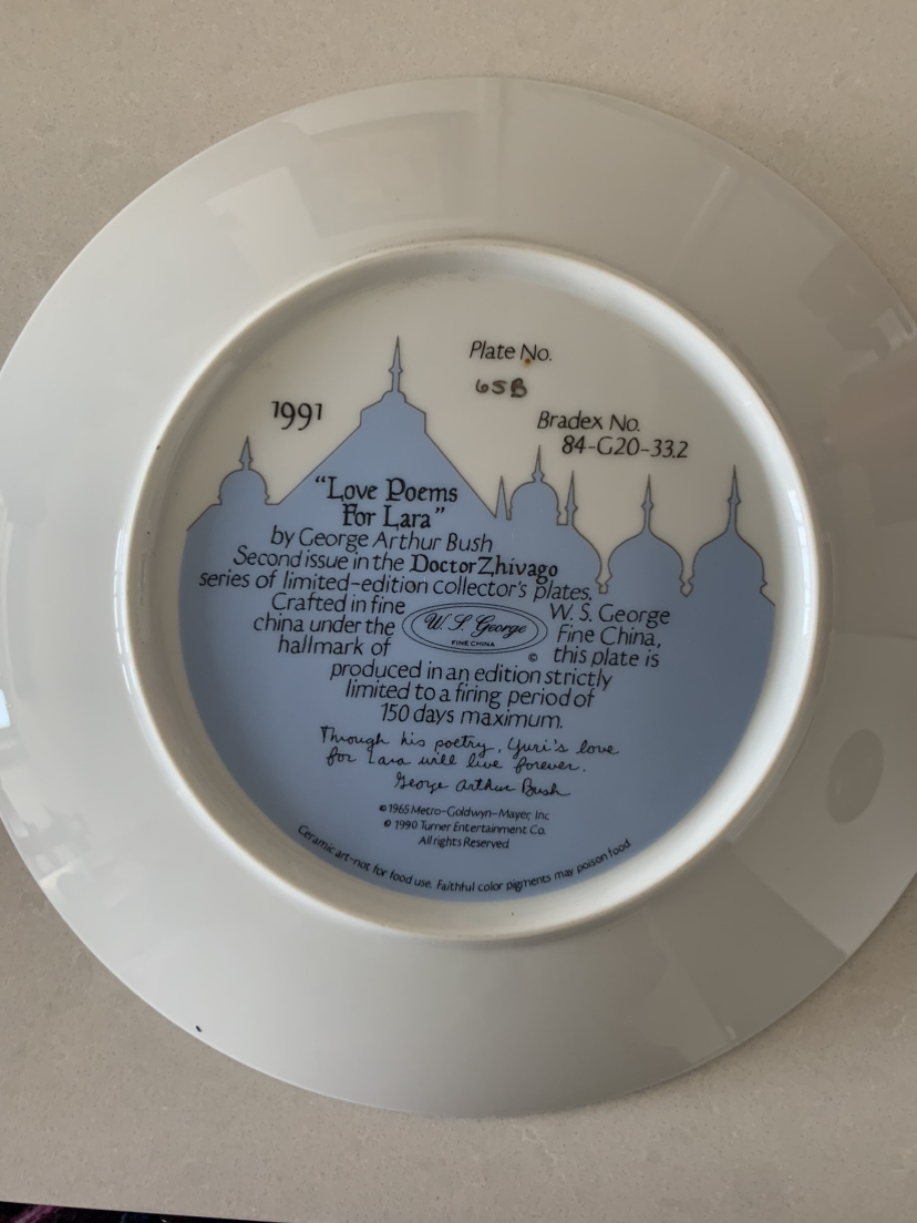 Love Poems Collective Plate-Dr. Zhivago - photo 2