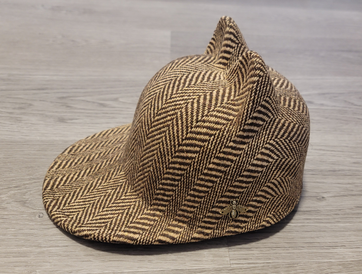 BROWN HERRINGBONE STYLISH CAT EARS FALL / WINTER HAT