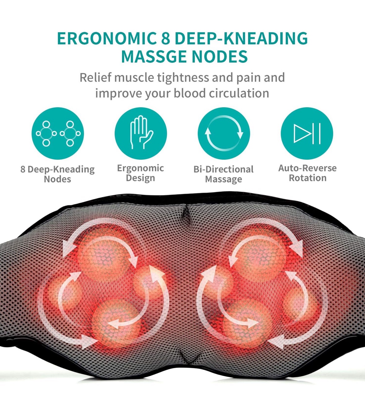 Nekteck Shiatsu Back Neck Massager image indicator(4)