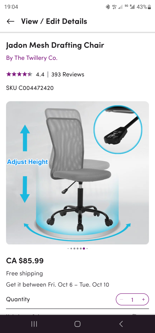 Adjustable computer chair with wheels