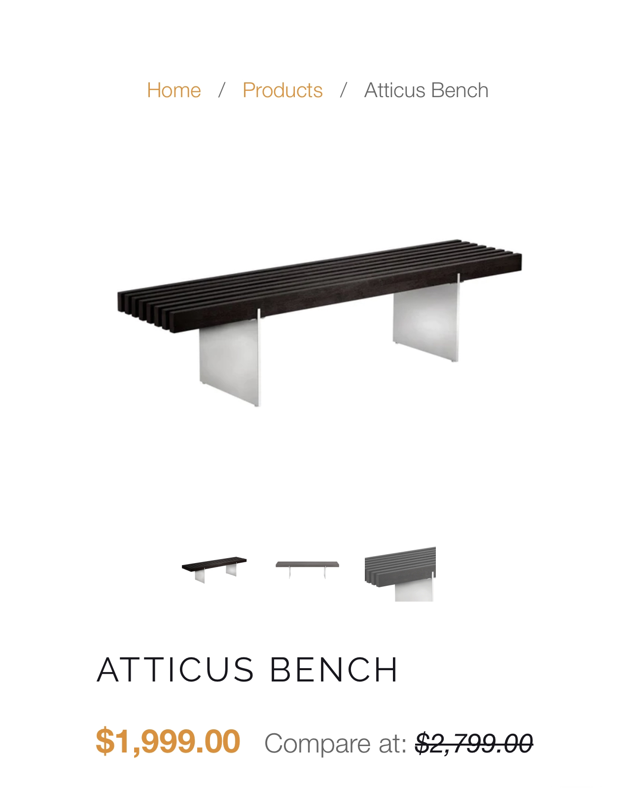 ATTICUS BENCH Solid wood and polished steel benches x 6 “NEW” - photo 4
