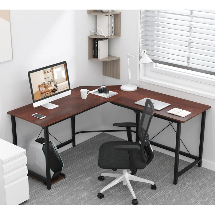 Horack L-Shaped desk (Walnut/Black) - photo 3