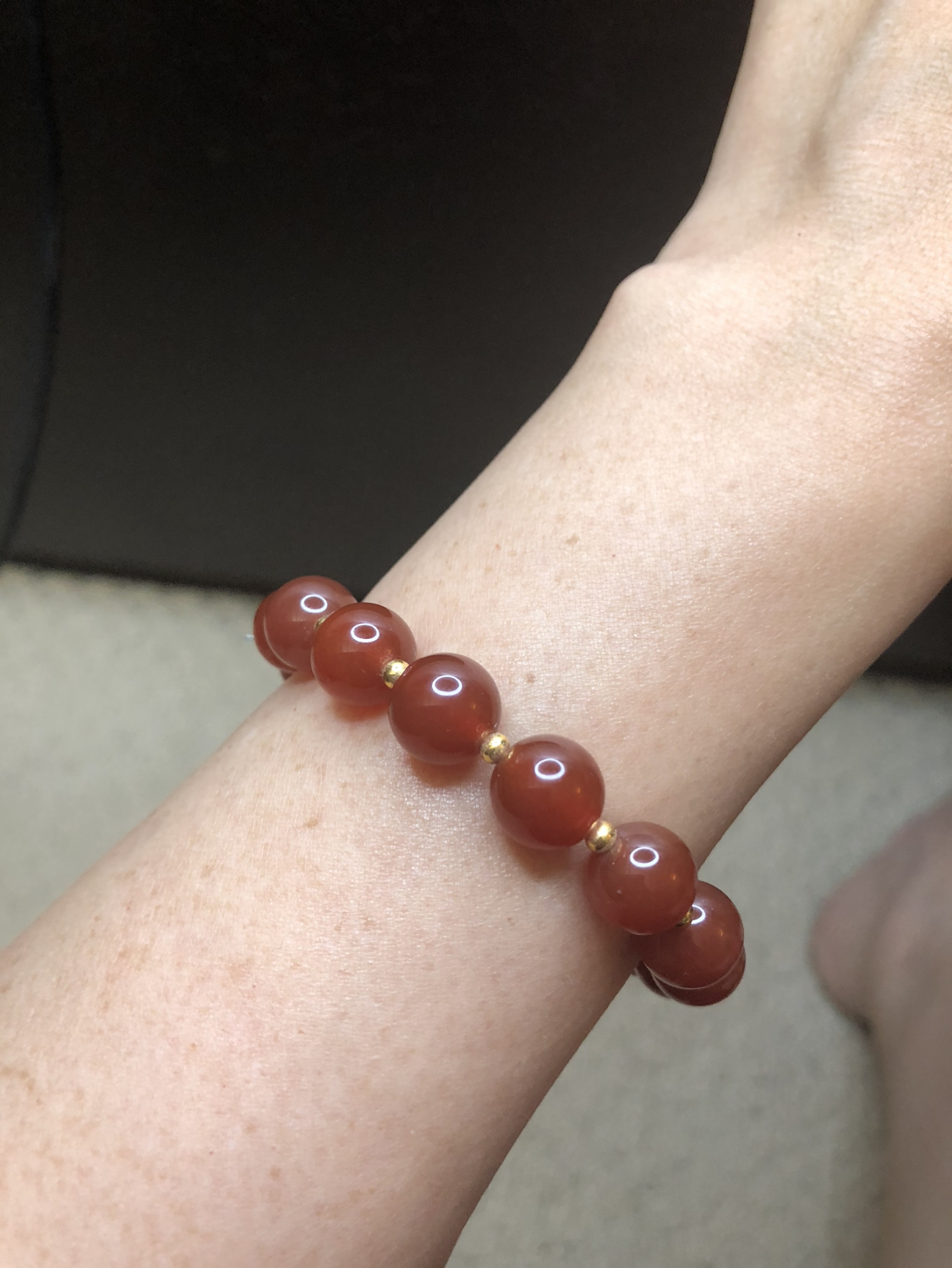 Hand made Red agate bracelet and earrings setbox image indicator(2)