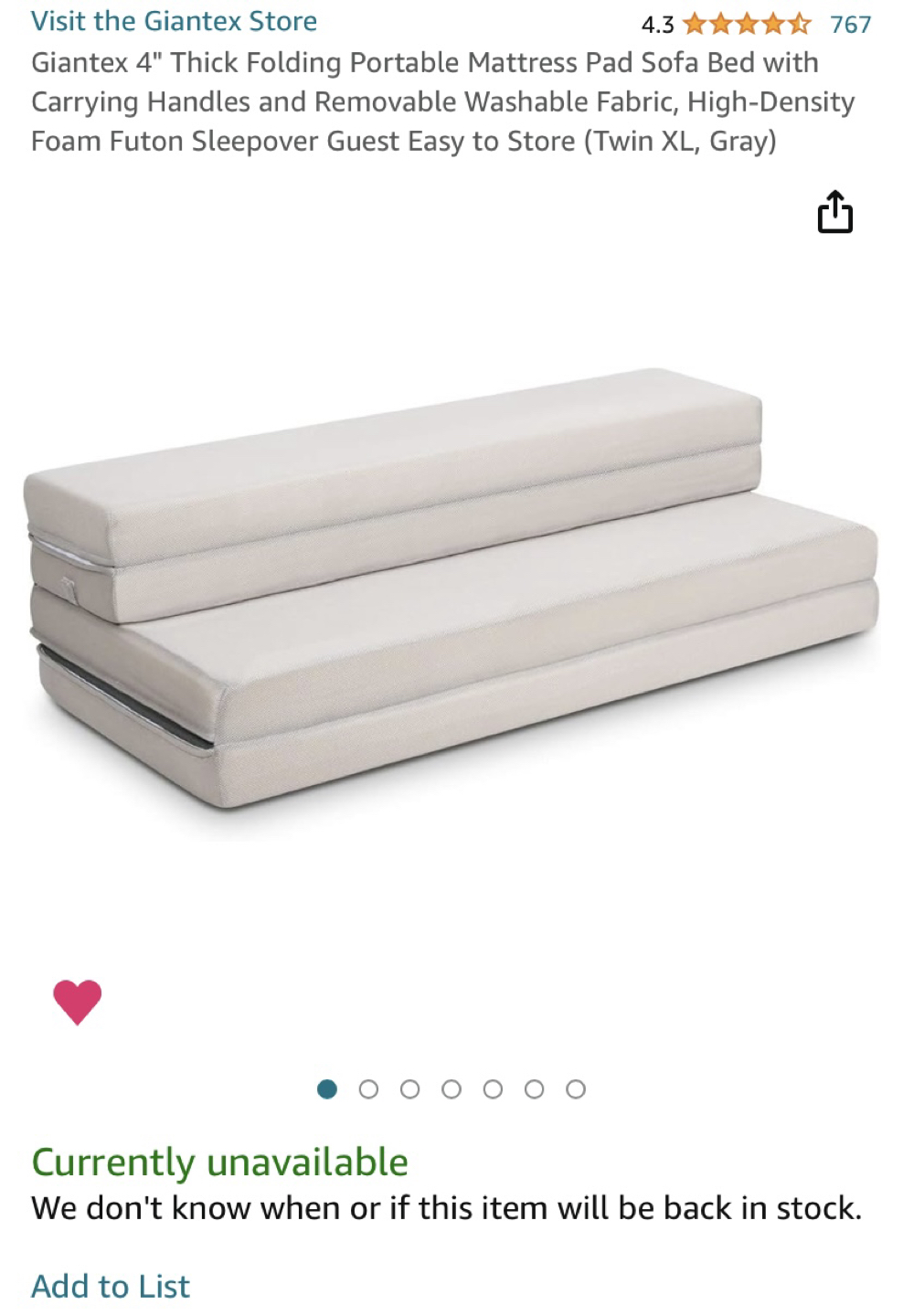 4“ Folding Portable Mattress