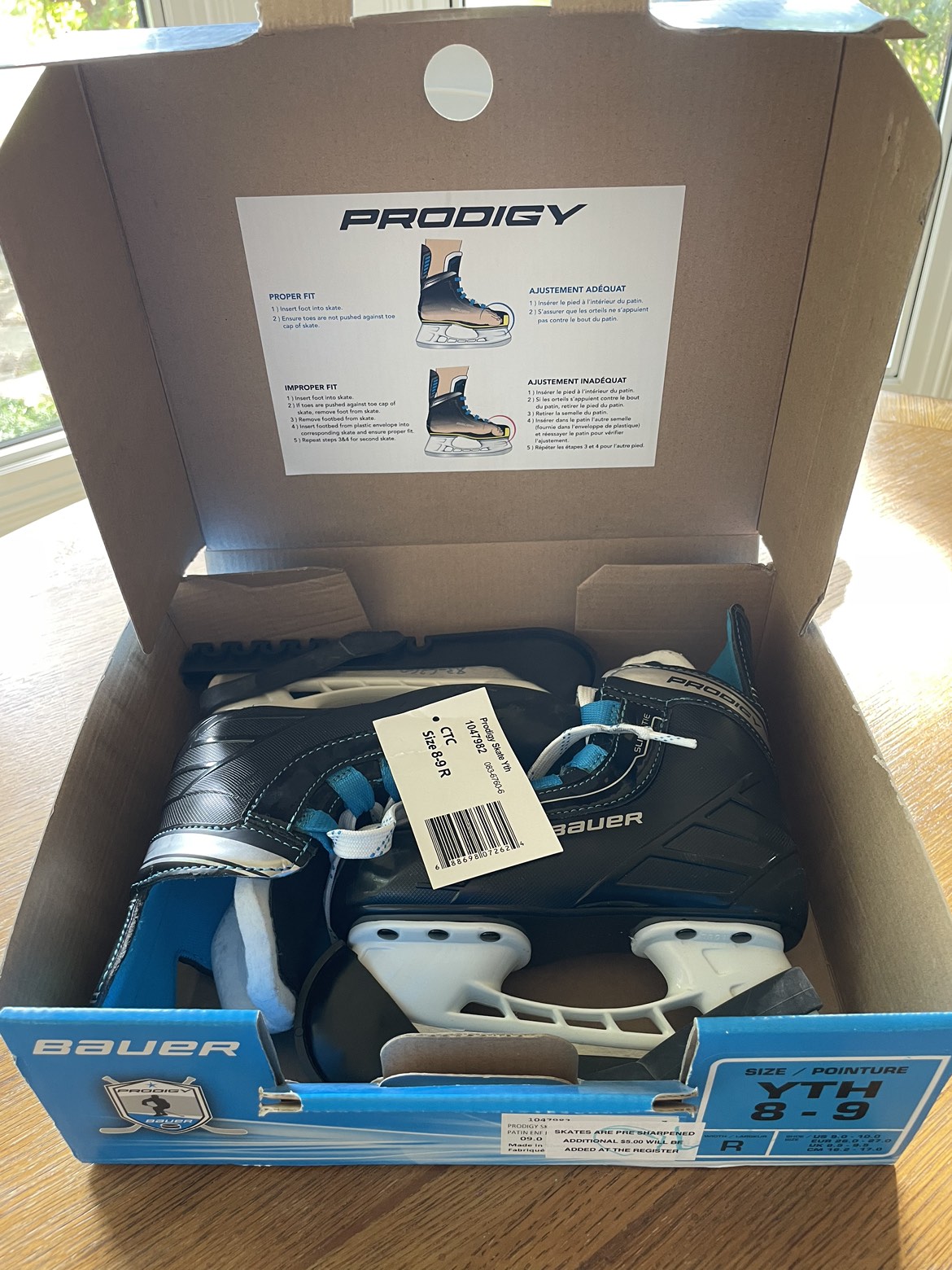 Bauer prodigy youth skates size 8-9