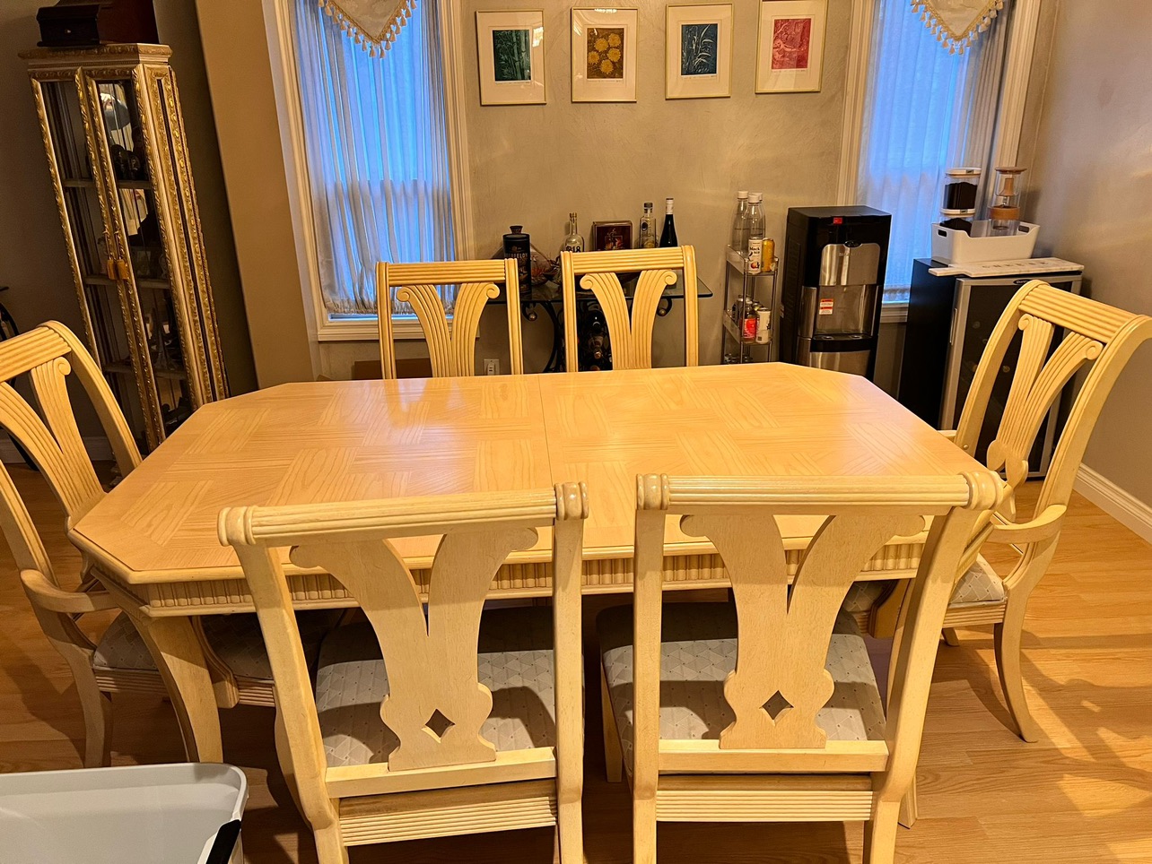 Hardwood dining table set with 6 chairs thumbnail