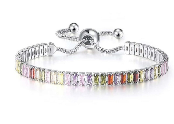 Brand New Adjustable cubic zirconia tennis bracelet thumbnail