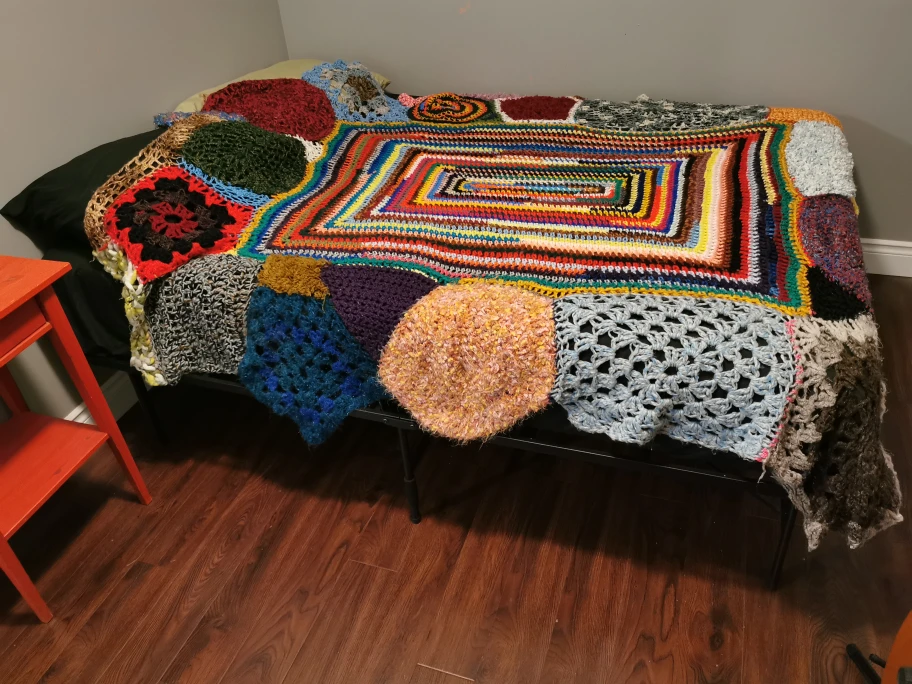 very unique handmade crocheted Afghan blanket image indicator(2)