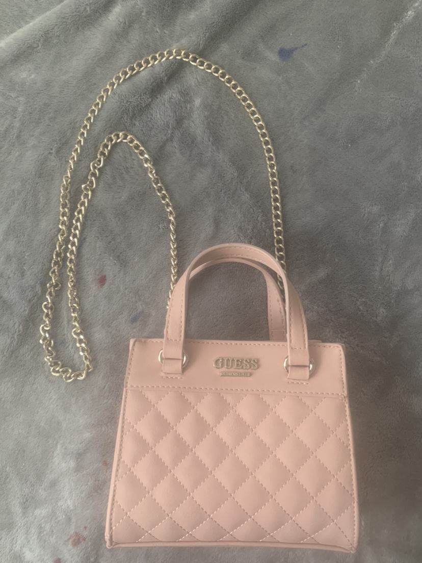 Pink guess bag with chain strap